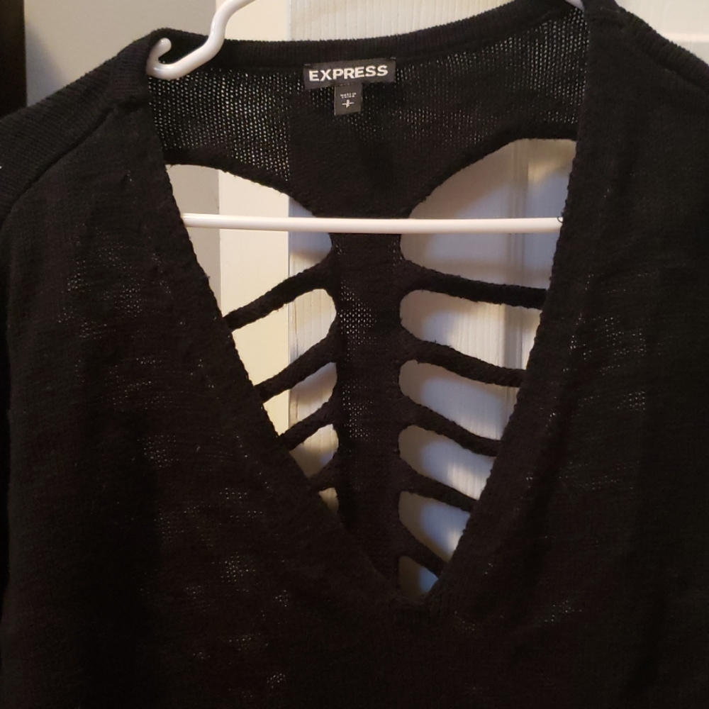 Black slasher back sweater